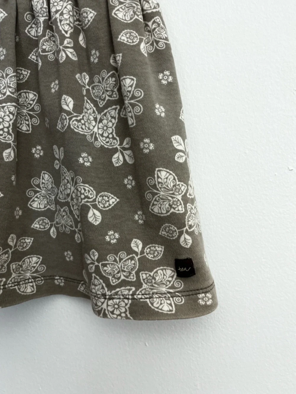 Tea Collection Girls 7 Floral Butterflies Fit & Flare Long Sleeve Dress Cotton